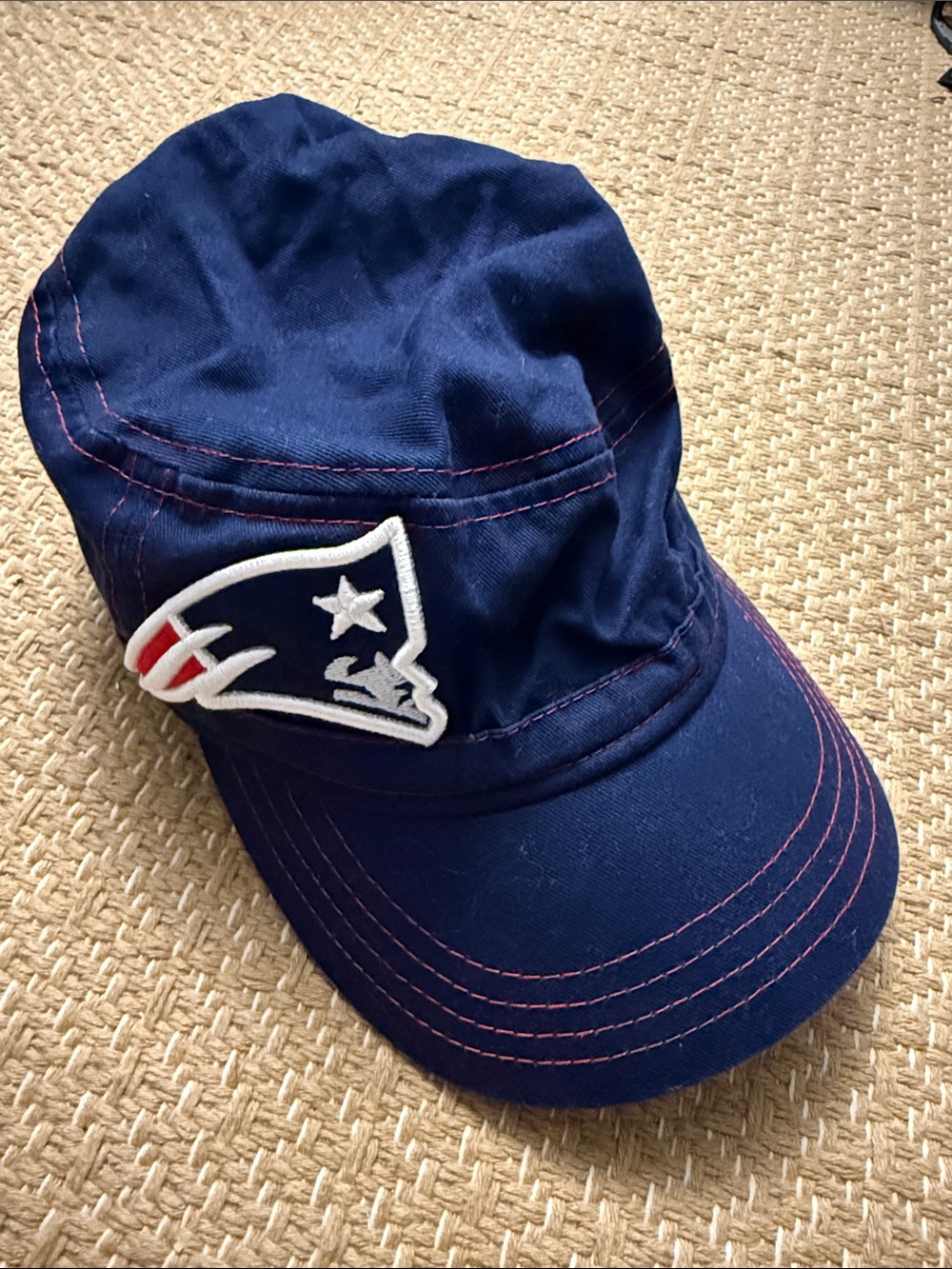 New Era Navy Women's Cap with Red Stitching and New England Patriots Team Patch